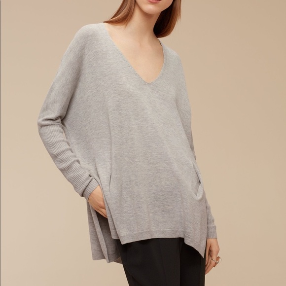 Aritzia Sweaters - Babaton Baylor Grey V Neckline Wool Sweater